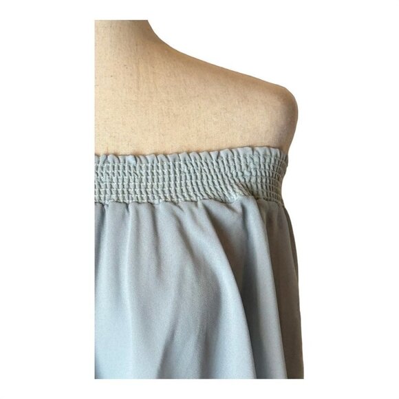 Show Me Your Mumu Blue Gray Off The Shoulder Chiffon Hacienda Maxi Dress S NWT - Picture 6 of 12